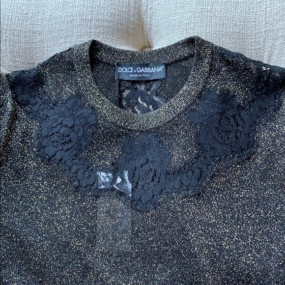 NWT Dolce&Gabbana Bl/Gold Metallic SweaterIT 40